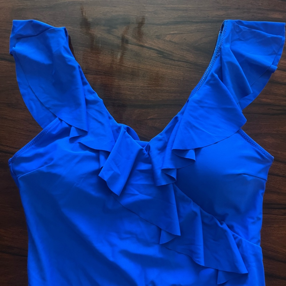 Blue Ruffled Swimsuit - Picture 2 of 4